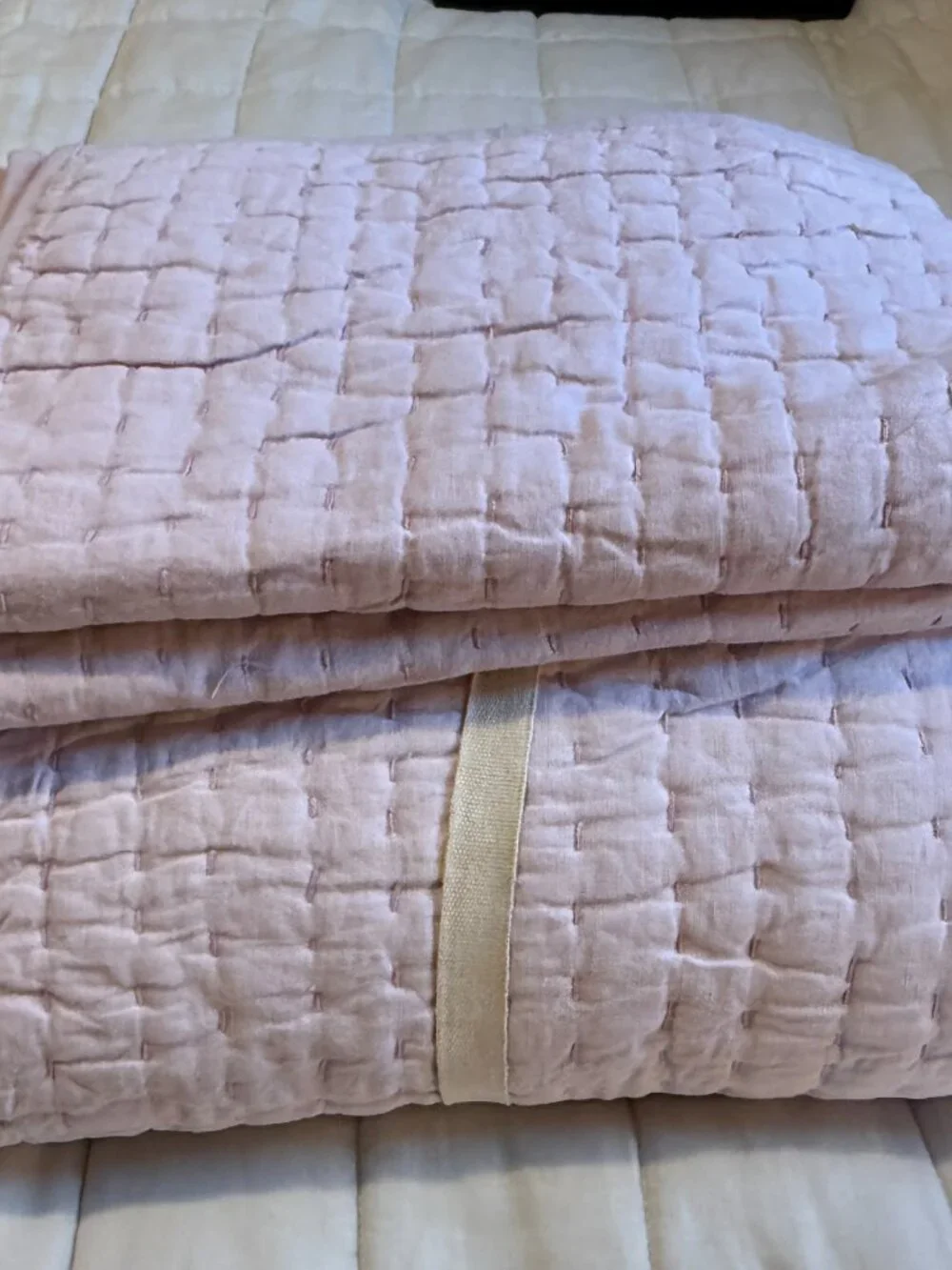 Quince European Linen Cotton Stitch Quilt Set in Orchid – Full/Queen